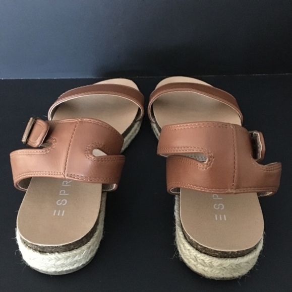 Esprit Jenna Espadrille Sandals Brown Open Toe Buckle Adjustable Ankle Strap - Picture 6 of 8